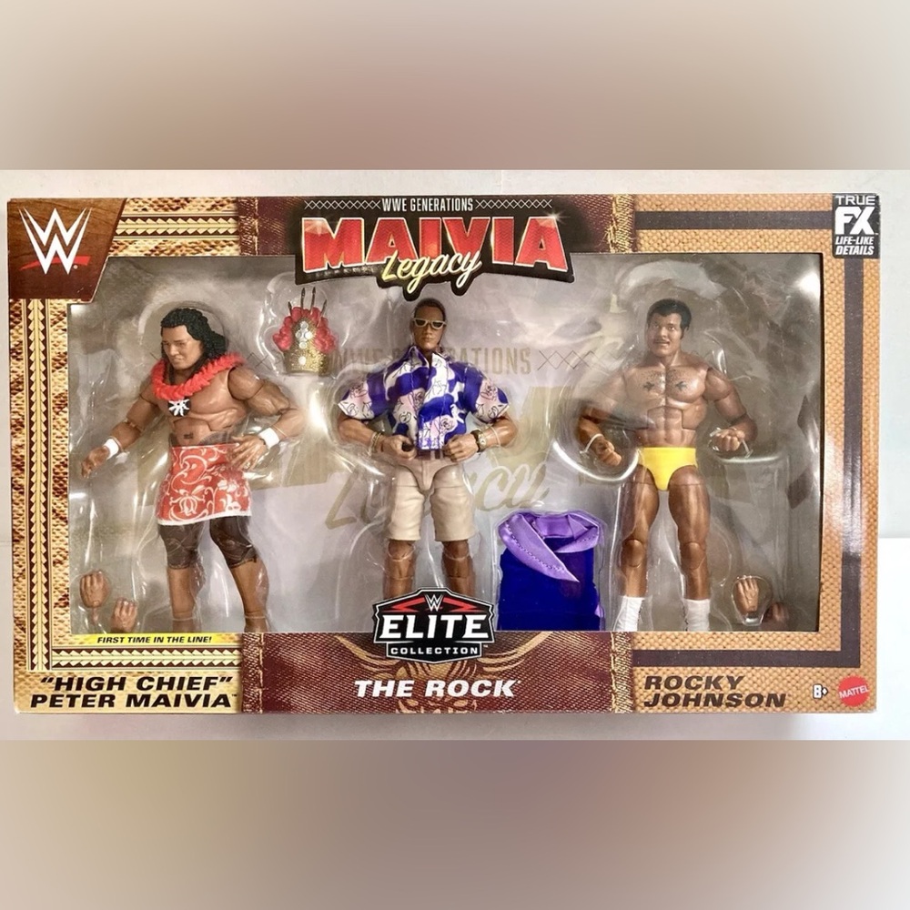 WWE Mattel Elite The Rock WWE Generations Maivia Legacy 3-Pack Exclusive NEW
